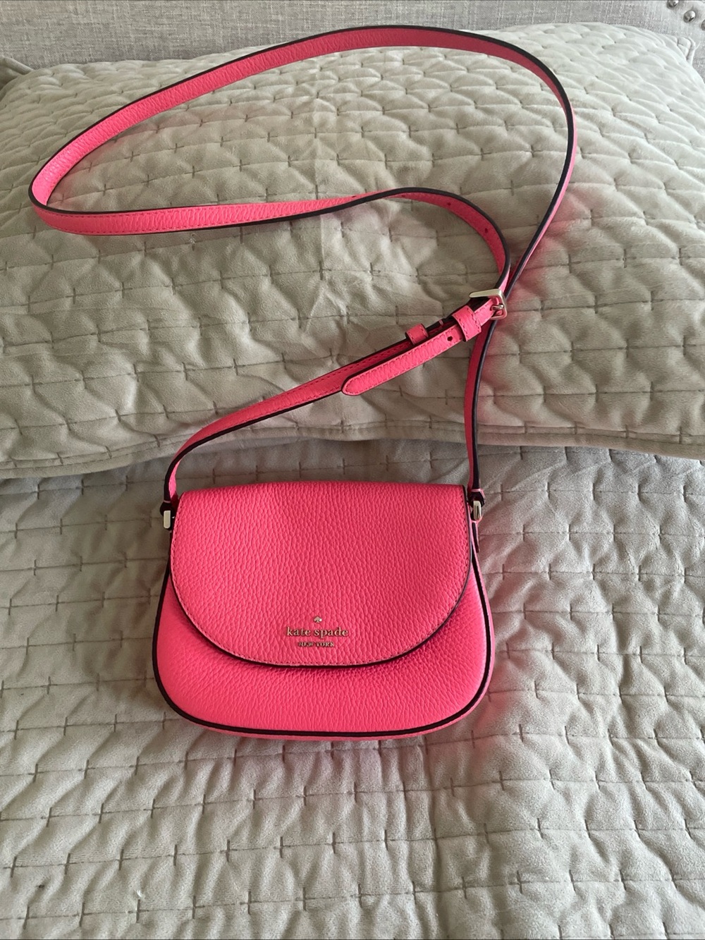 kate spade Hot Pink Pebbled Leather Flap Crossbody